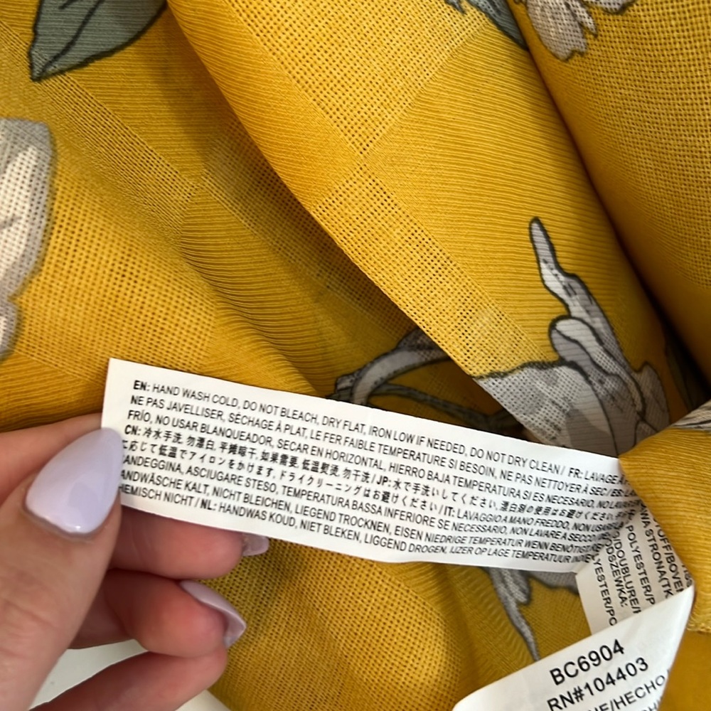 Chriselle x JOA Yellow Floral Puff Sleeve Mini Dress S - Picture 11 of 13